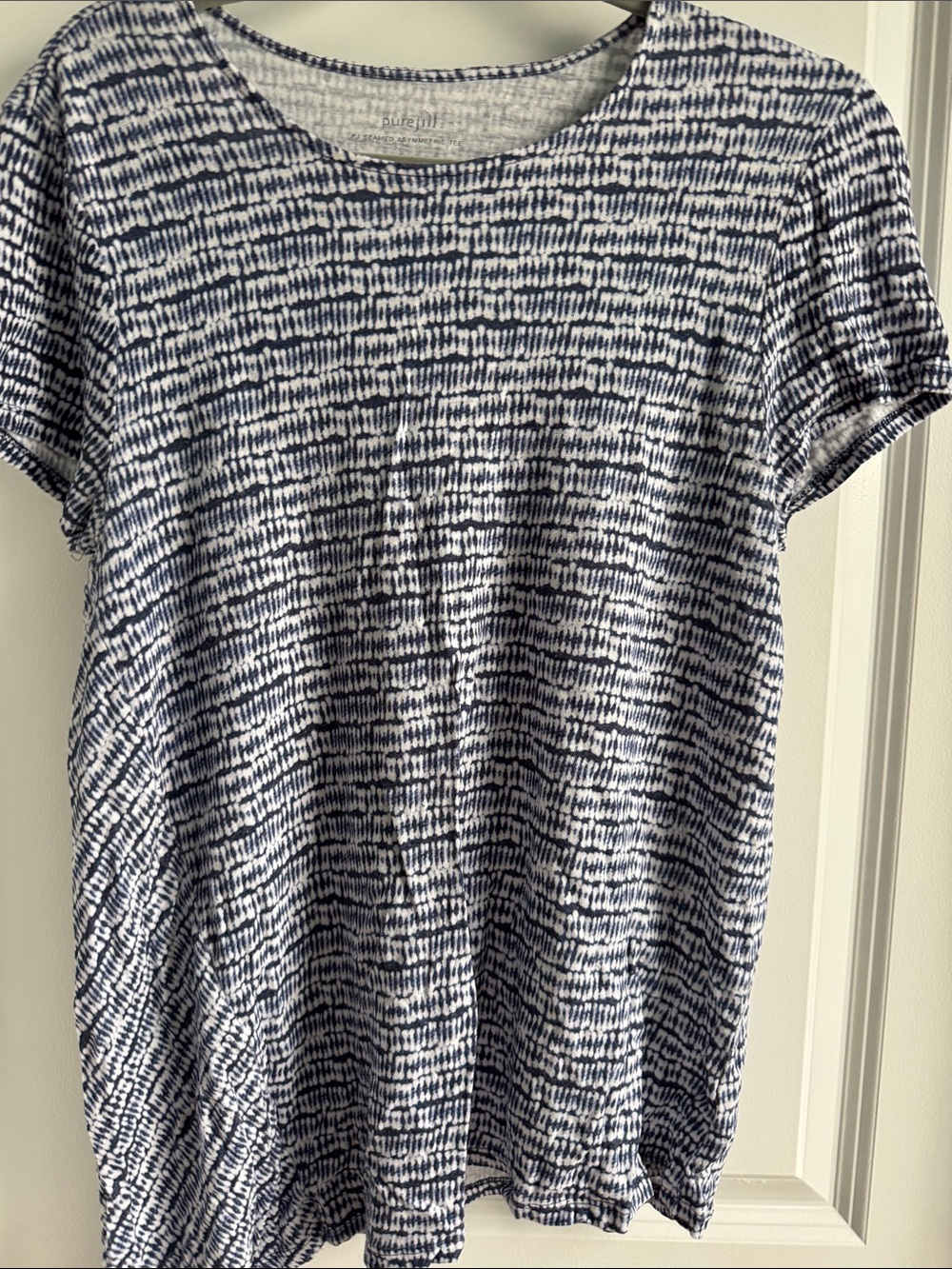 Casual Crewneck Short-Sleeve Shirt - Navy/White